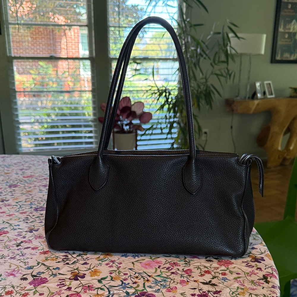 The Row E/W Top Handle Bag Espresso Pebbled Leather